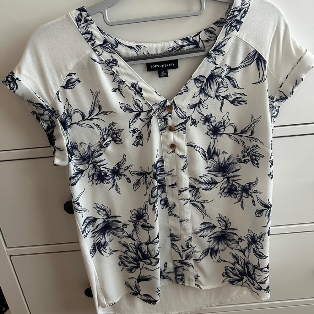 Fortune + Ivy Flower Print Blouse